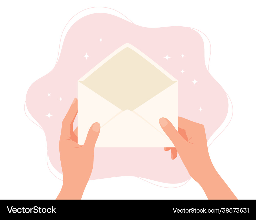 Hands holding envelope blank paper with copy Vector Image