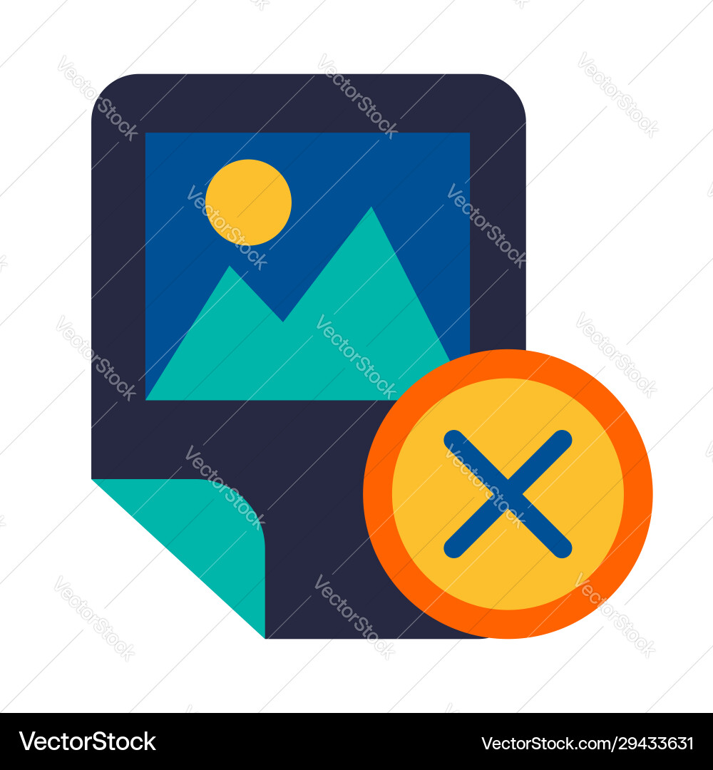 Image file delete symbol glyph Image file delete symbol glyph vector image