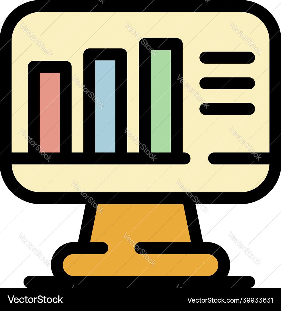 Monitor graph chart icon color outline vector image