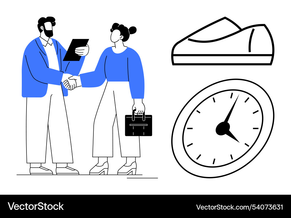 Professionals shaking hands with clipboard Professionals shaking hands with clipboard vector image