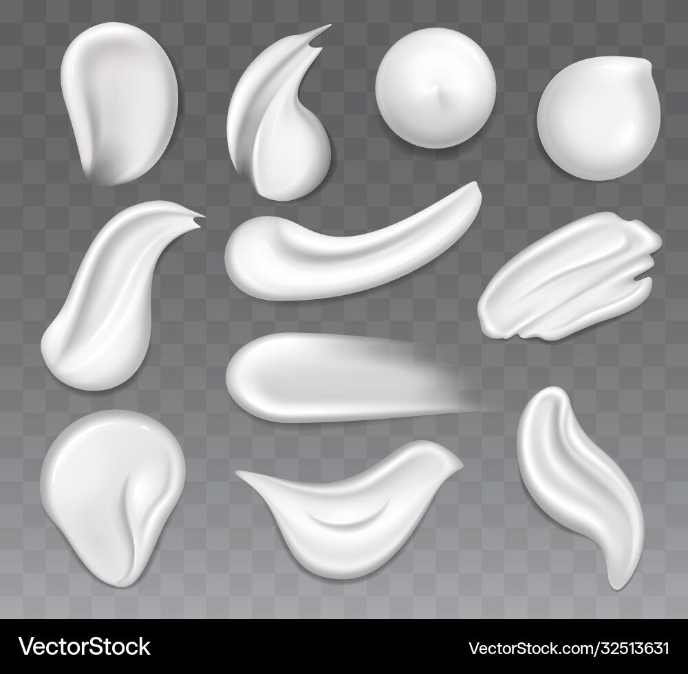 Realistische detaillierte 3D-Creme smears-Set Realistische detaillierte 3D-Creme smears-Set vektorbild