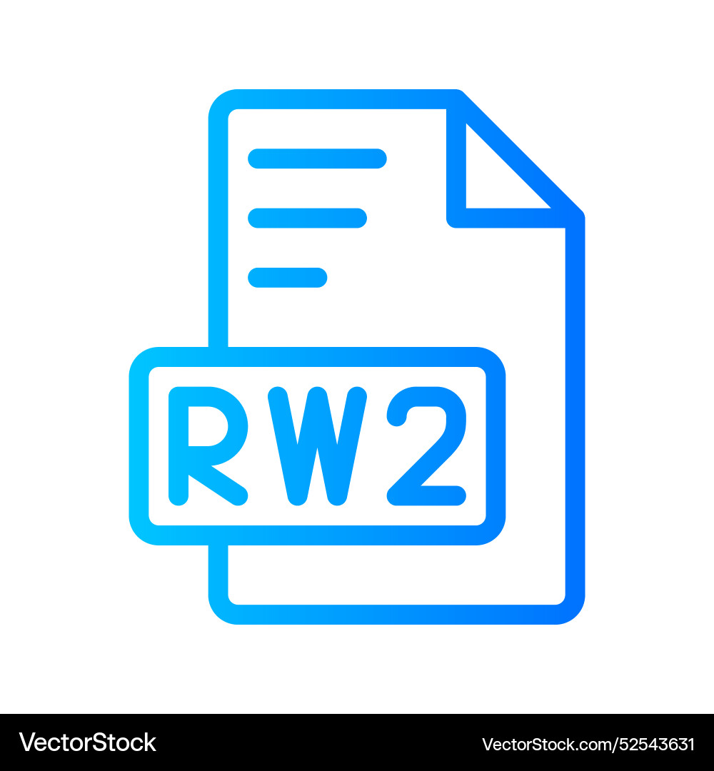 Rw2 document file picture gradient icon format Rw2 document file picture gradient icon format vector image