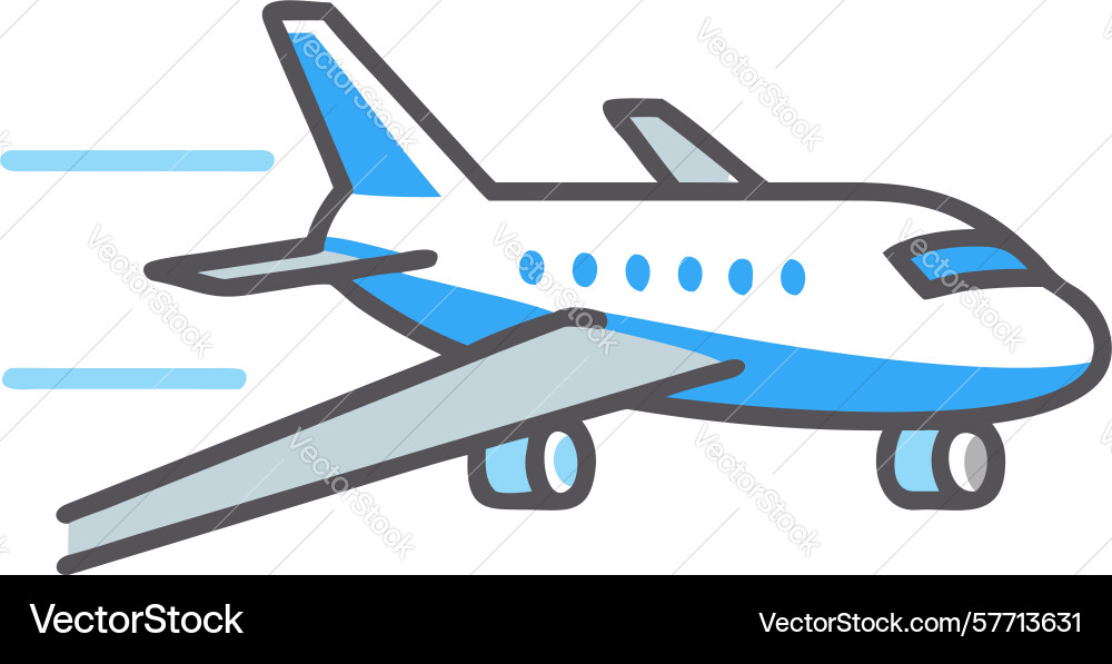 Speeding airplane flight path design generative vector image