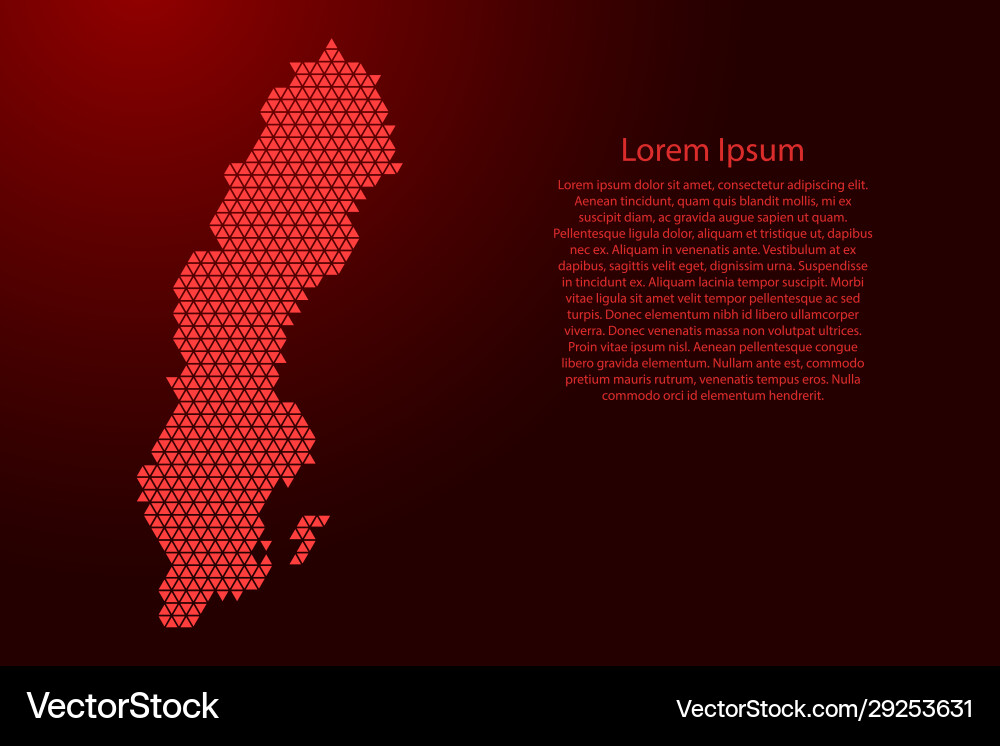 Sweden map abstract schematic from red triangles Sweden map abstract schematic from red triangles Vector Image