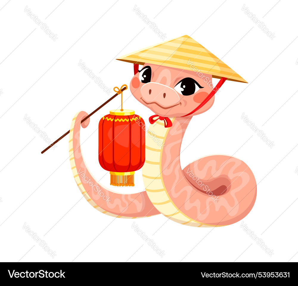 Sweet cartoon snake character in conical hat Sweet cartoon snake character in conical hat vector image