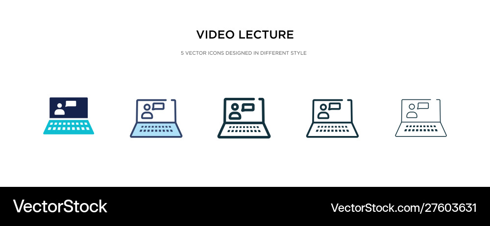 Video lecture icon in different style two Video lecture icon in different style two Vector Image
