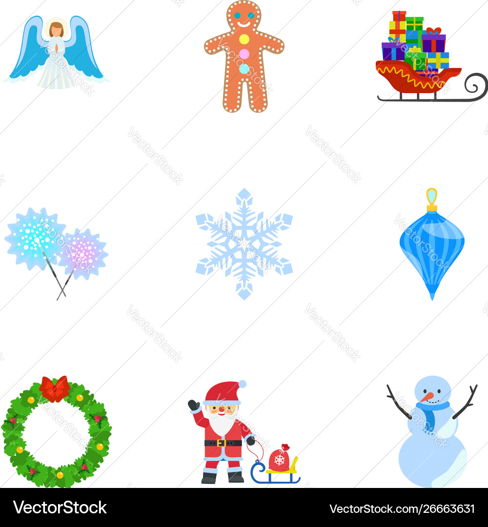 Winter christmas icon set flat style Winter christmas icon set flat style vector image