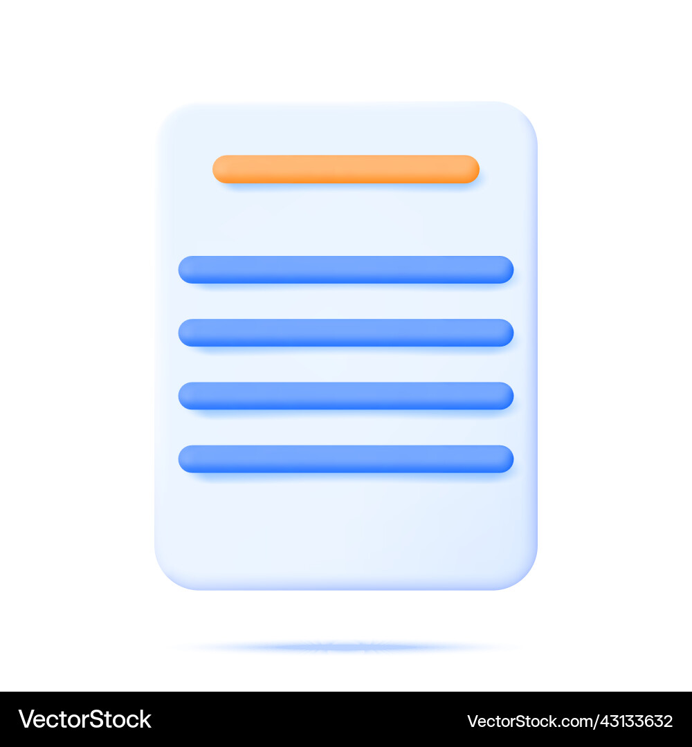 3d white paper with text line isolated vector image