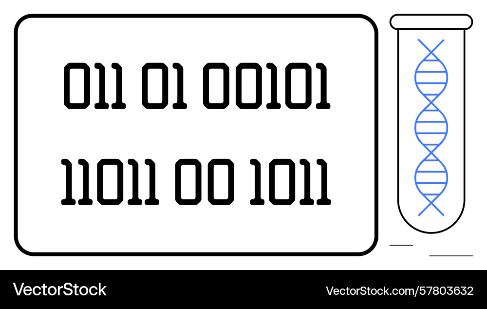 Binary code and dna strand representing Binary code and dna strand representing Vector Image