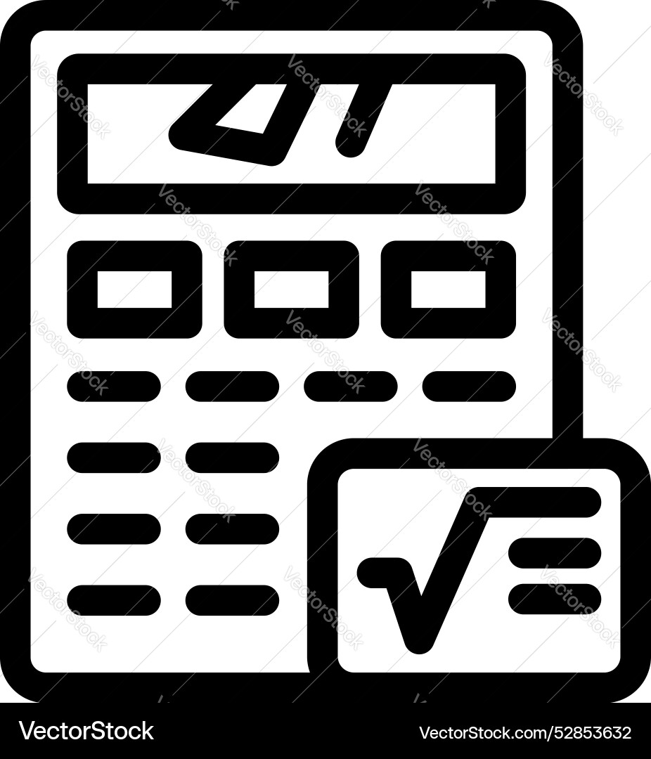 Calculator showing square root symbol representing Calculator showing square root symbol representing vector image