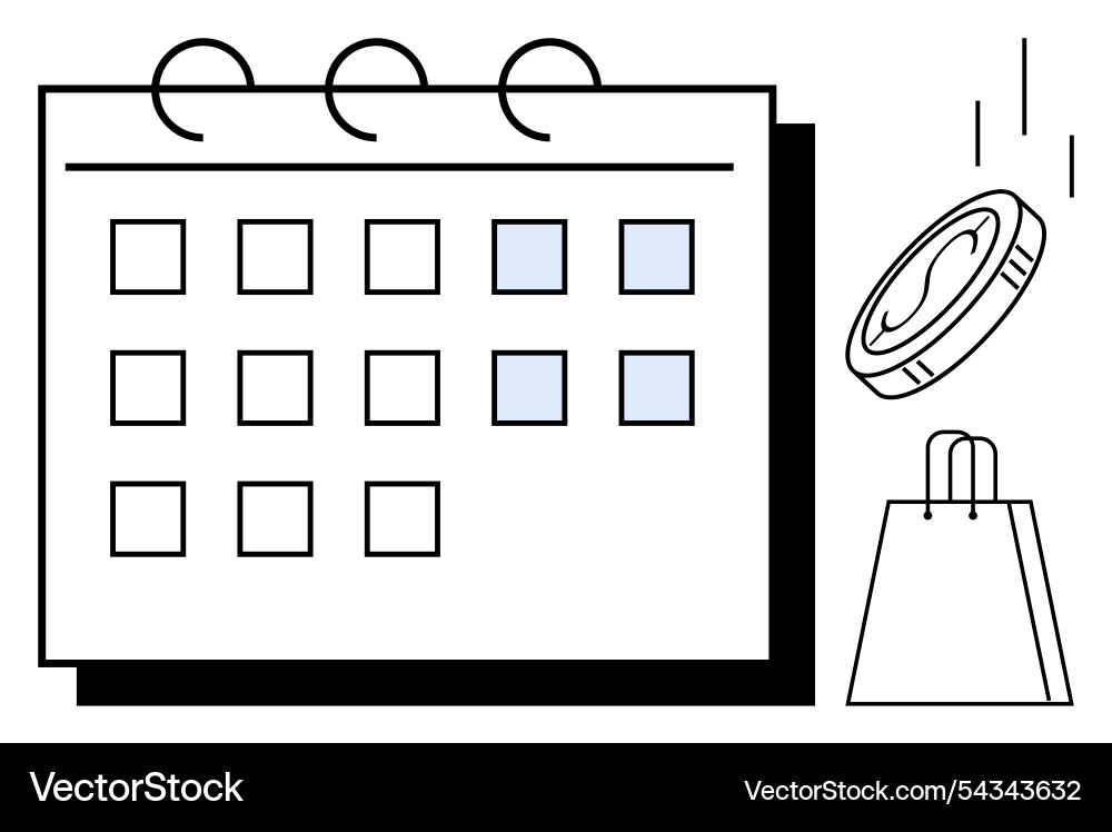 Calendar planner with dates highlighted coin Calendar planner with dates highlighted coin vector image