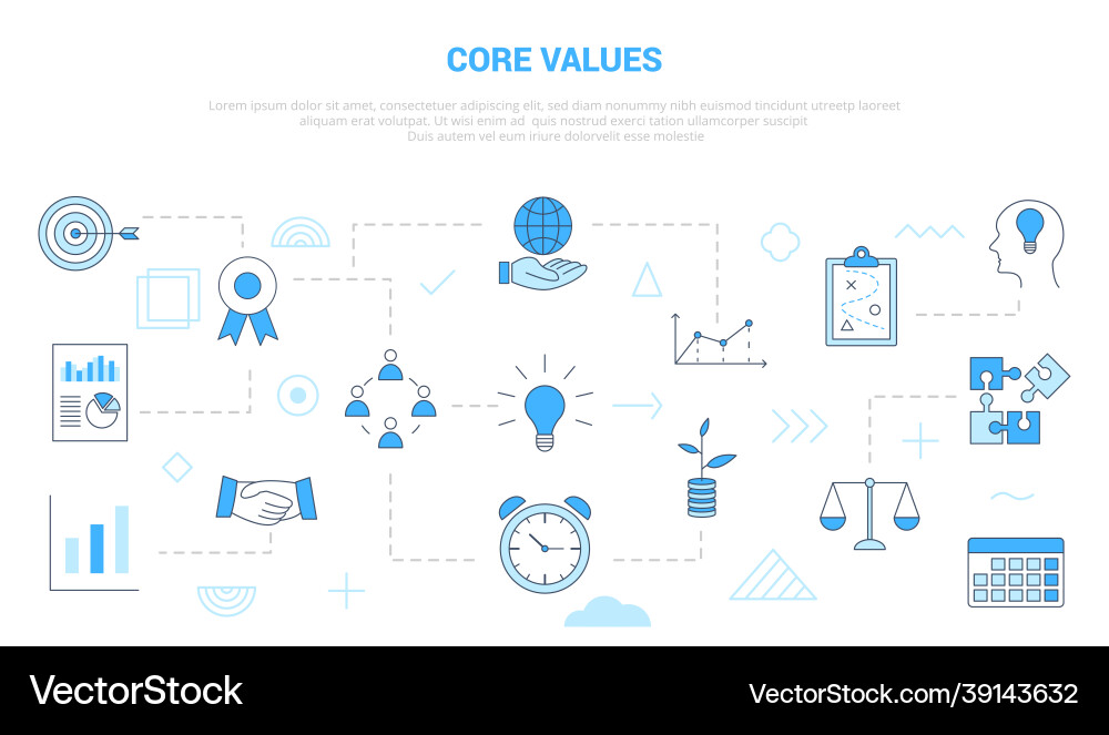 Core values concept with icon set template banner Core values concept with icon set template banner Vector Image