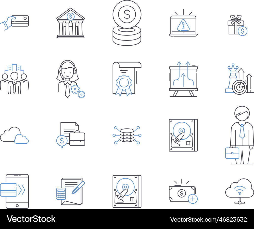 Cybersecurity line icons collection encryption Cybersecurity line icons collection encryption vector image
