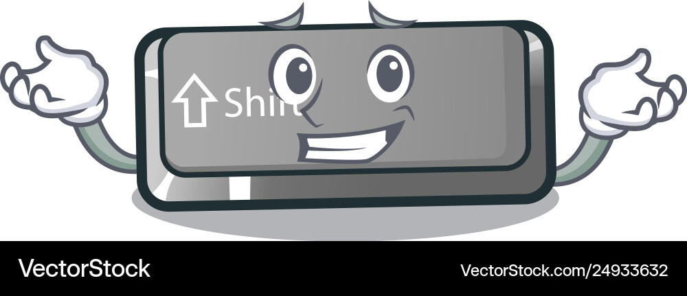 Grinning button shift on a keyboard mascot Grinning button shift on a keyboard mascot vector image