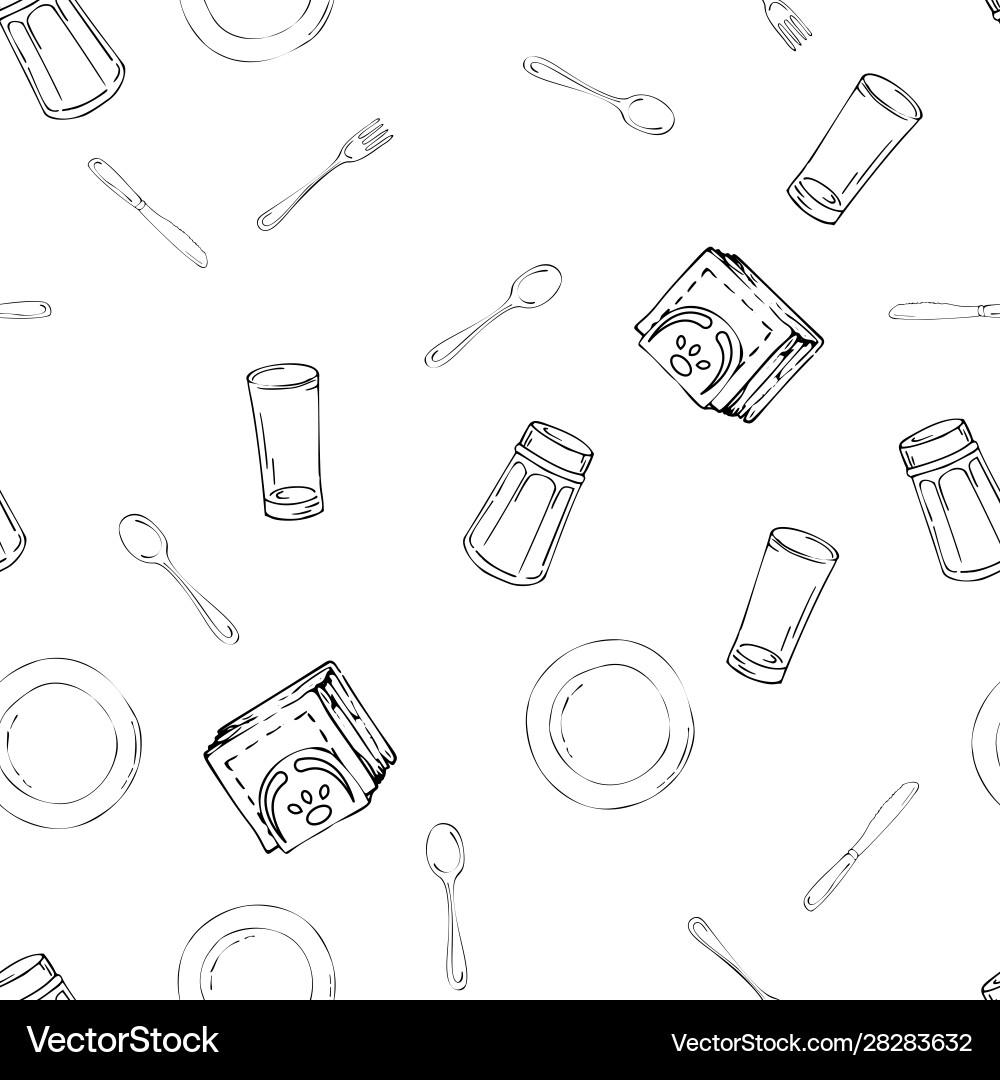 Hand drawn seamless pattern with kitchen Hand drawn seamless pattern with kitchen vector image