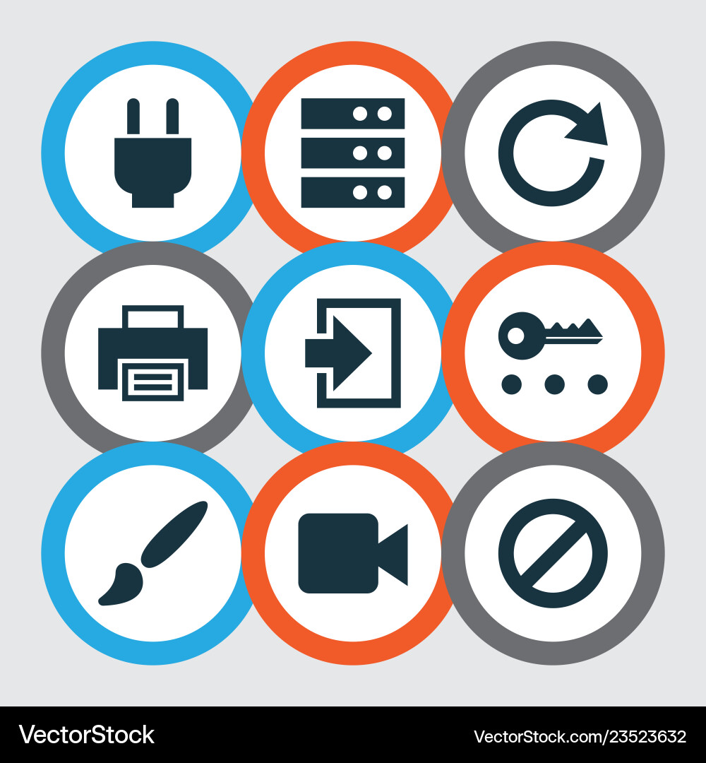 Interface icons set with video reload log Vector Image