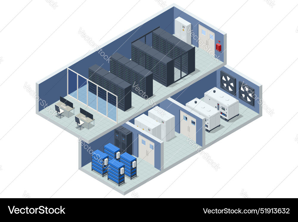 Isometric network computing technologies digital Isometric network computing technologies digital vector image