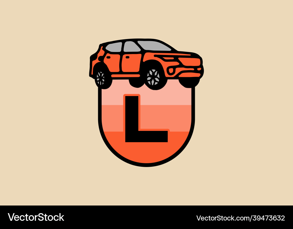 Line art of car with l initial letter Line art of car with l initial letter vector image