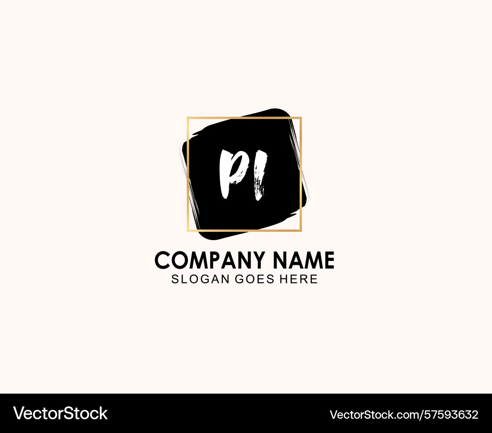 Minimalist pi monogram logos with botanical Vector Image