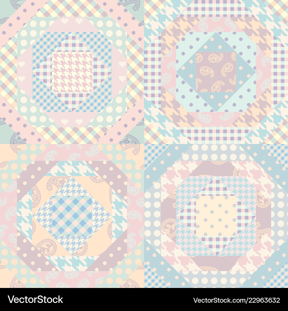 Patchwork textile pattern seamless quilting vector image