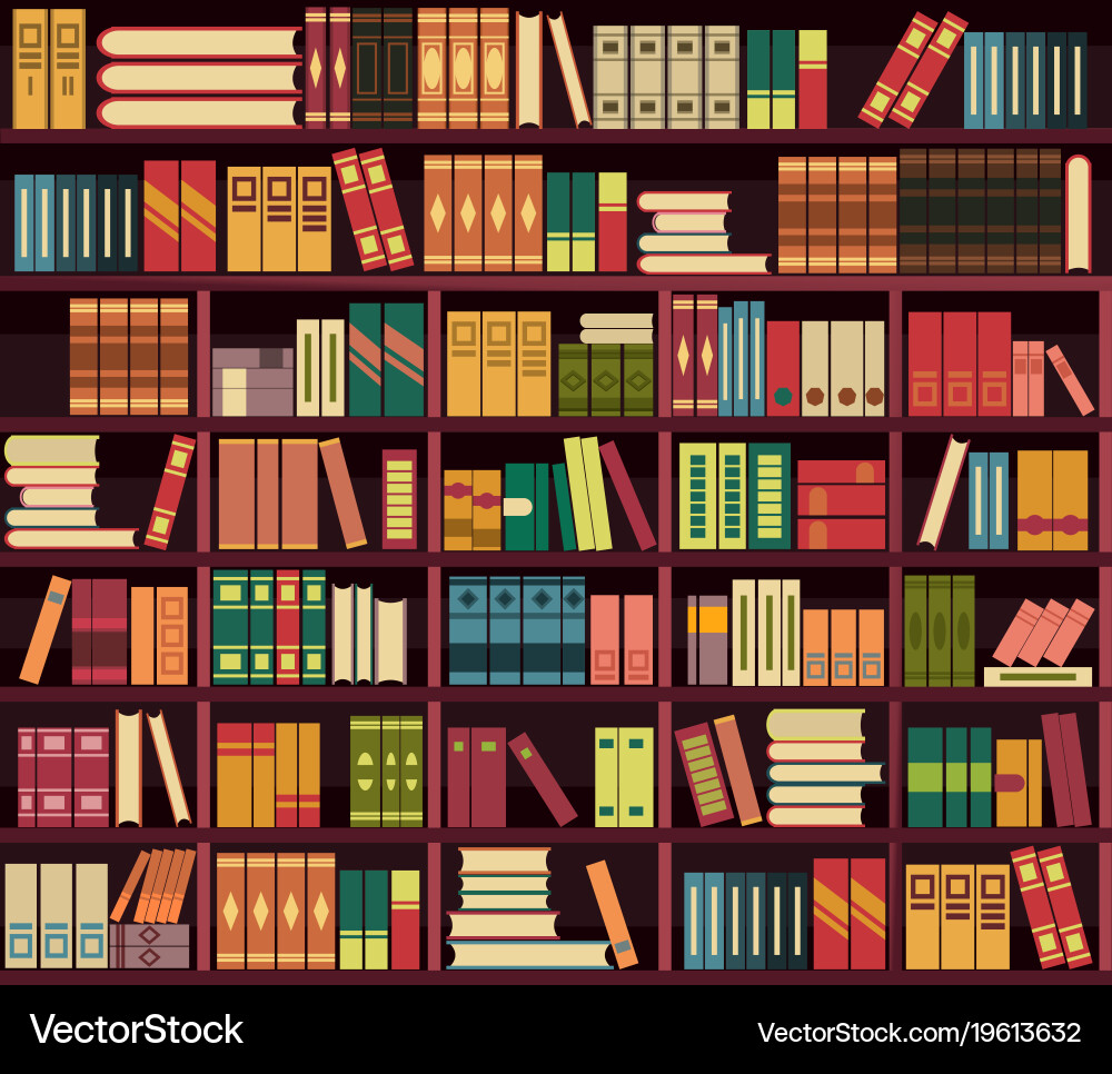Retro Bookshelf Pattern vector image