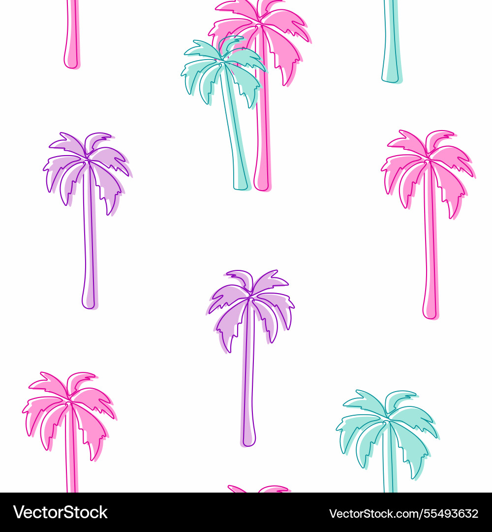 Seamless palm tree pattern with colourful Seamless palm tree pattern with colourful vector image