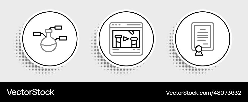 Set line certificate template test tube and flask Vector Image