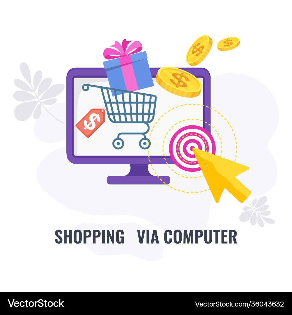 Shopping via computer infographic icon elements Vector Image