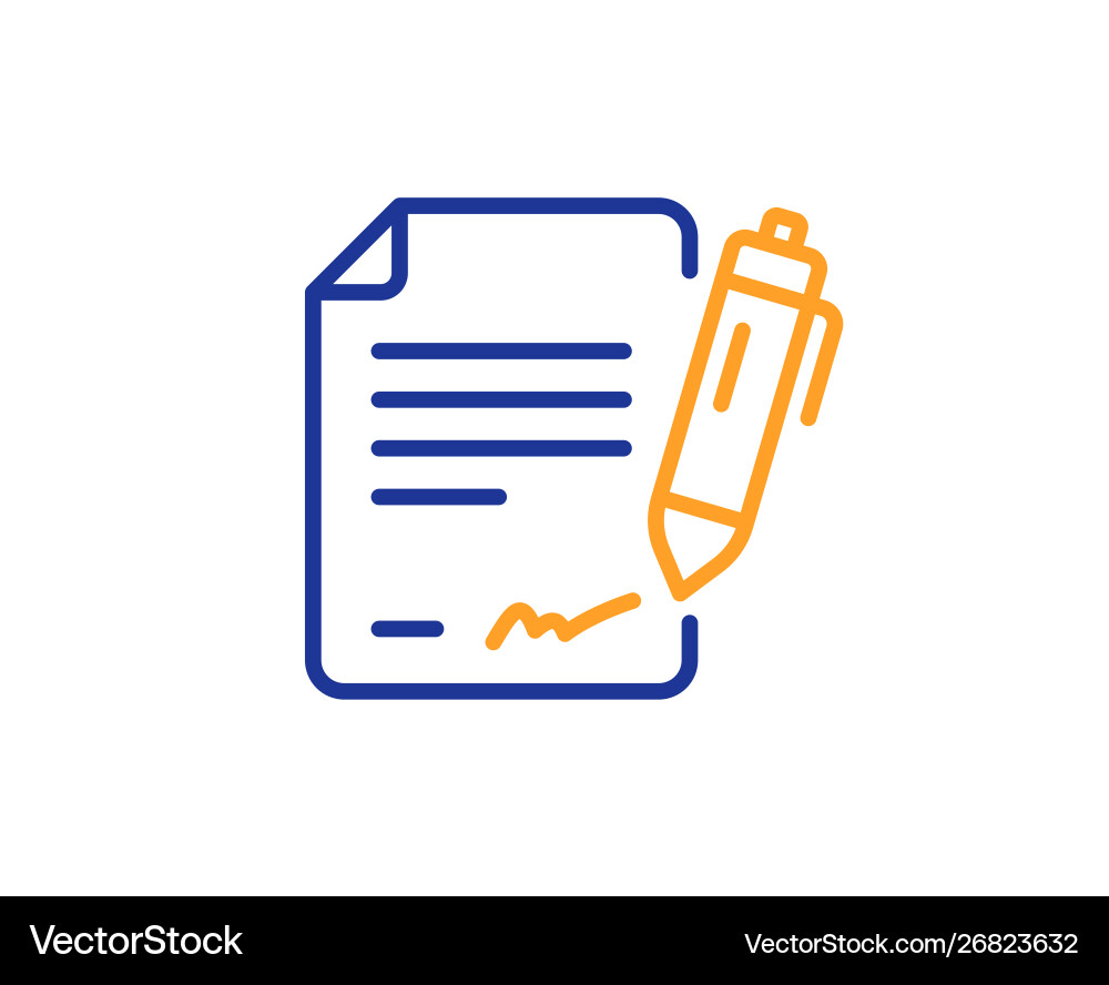 Signing document line icon contract signature vector image