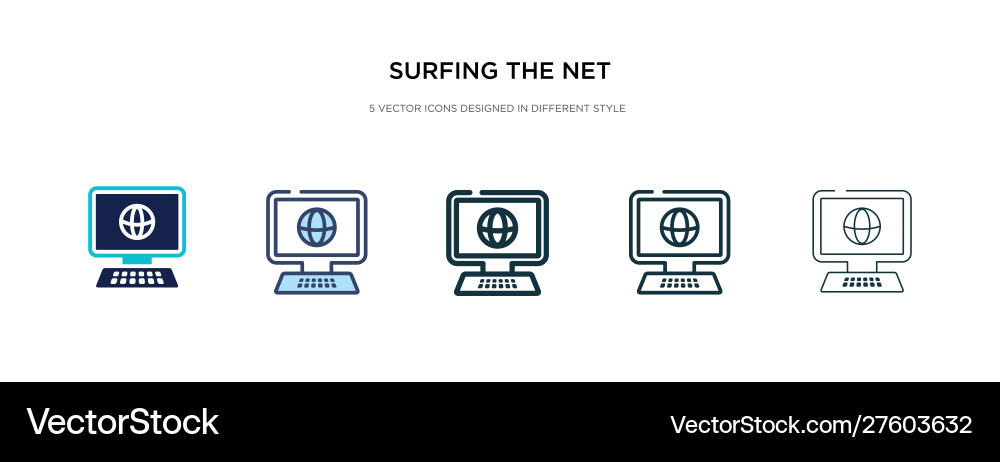 Surfing net icon in different style two Surfing net icon in different style two Vector Image