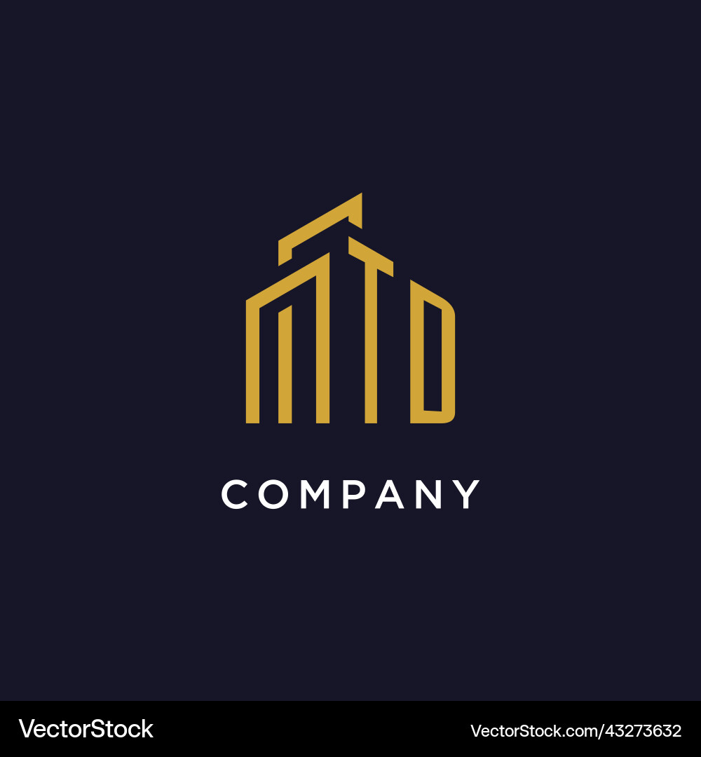 Td initial monogram with building logo design Td initial monogram with building logo design Vector Image
