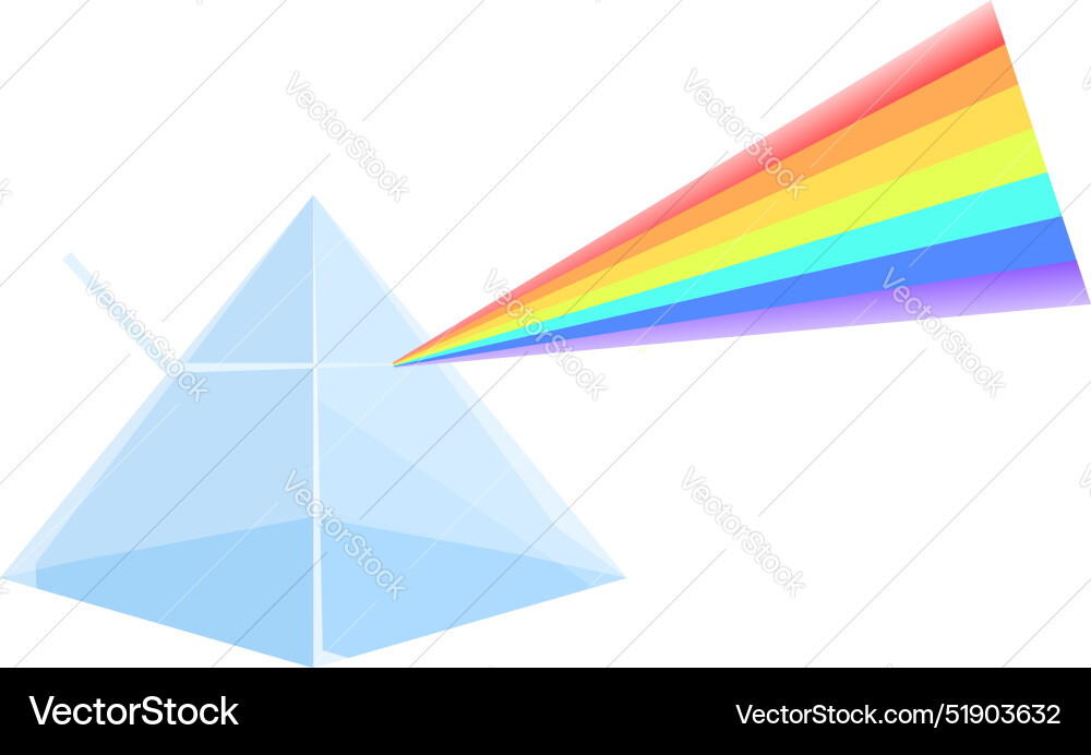 Triangular prism refracting light beam creating Triangular prism refracting light beam creating vector image