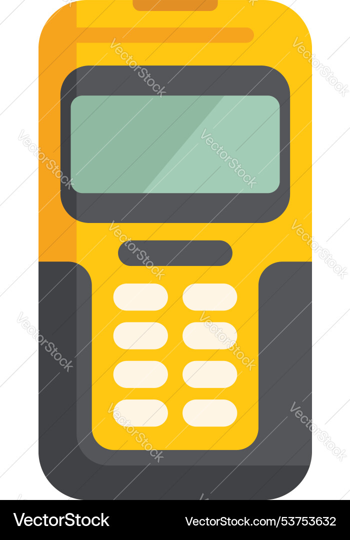 Yellow pos terminal processing payment in store Yellow pos terminal processing payment in store vector image