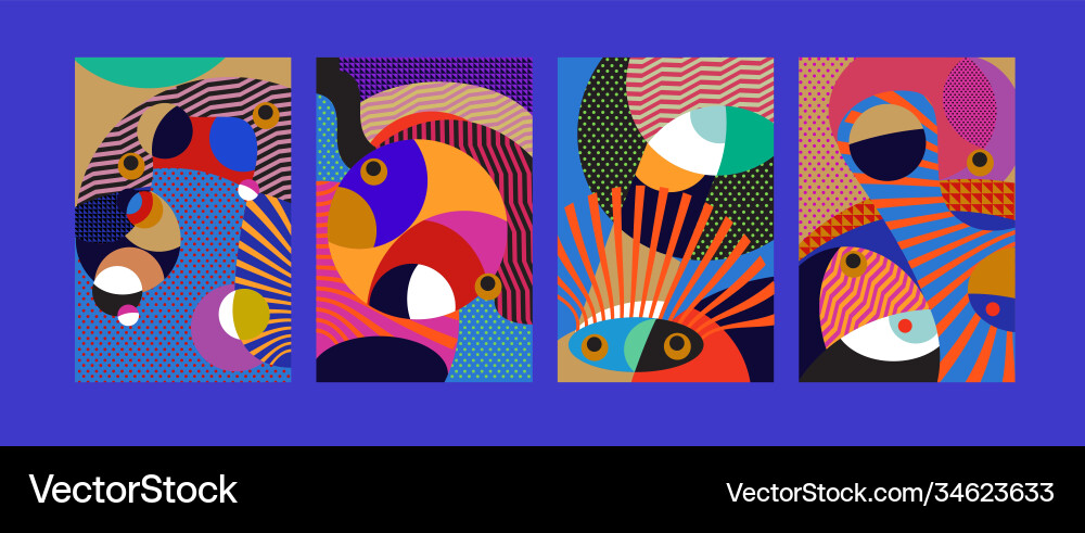 Abstract colorful geometric and curvy pattern vector image
