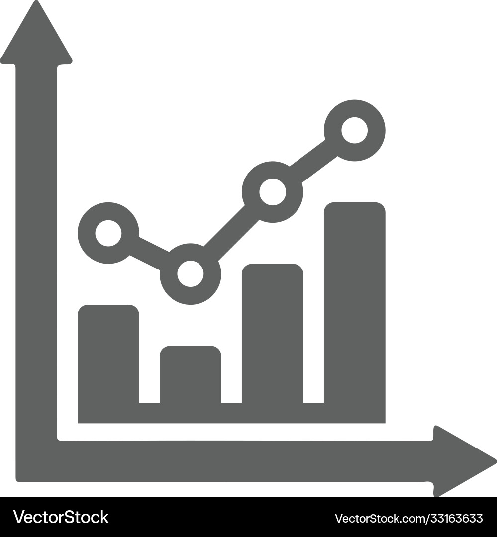 Analytics chart graph gray icon Vector Image