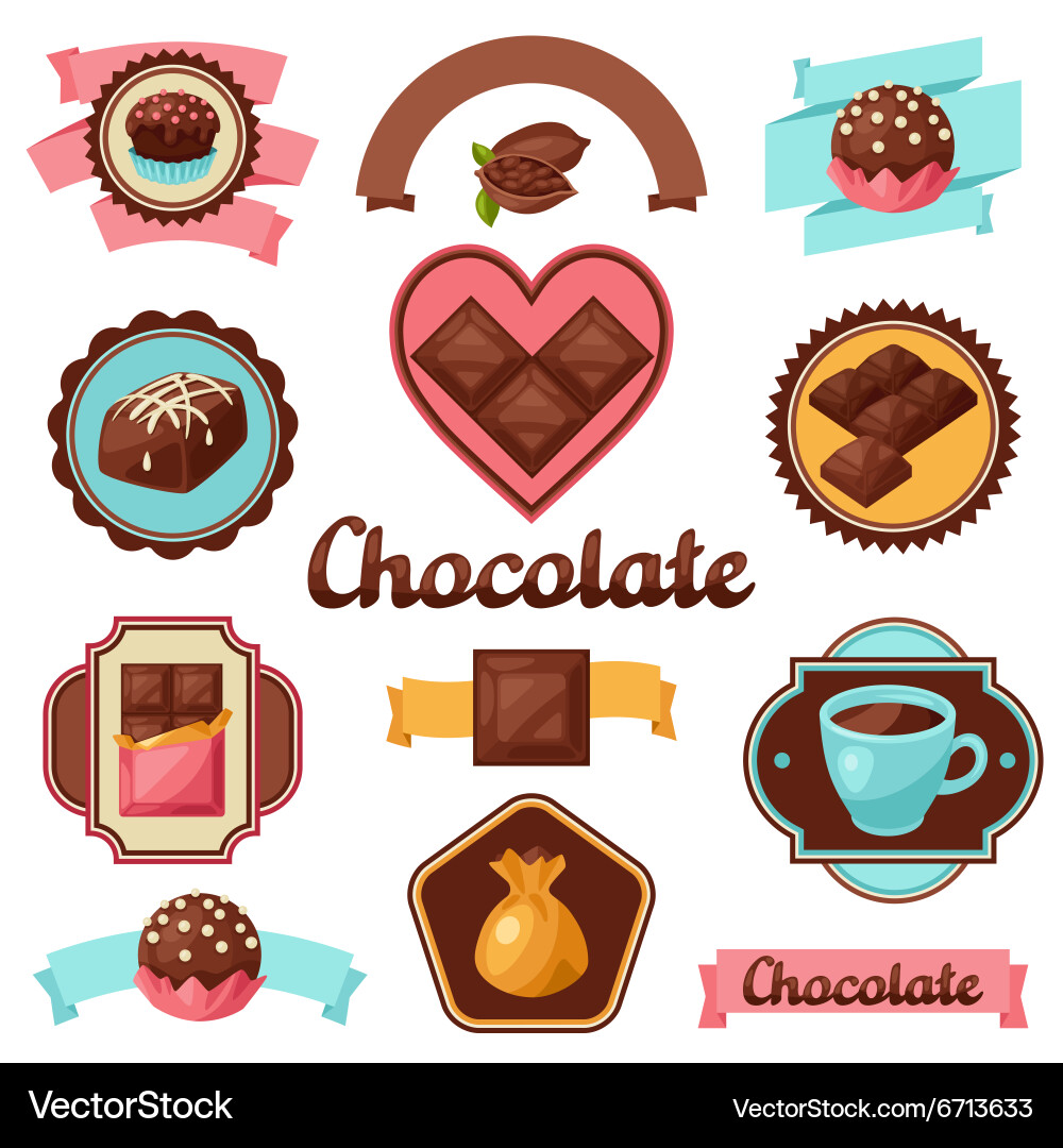 Chocolate Badges & Labels Set Vector Image
