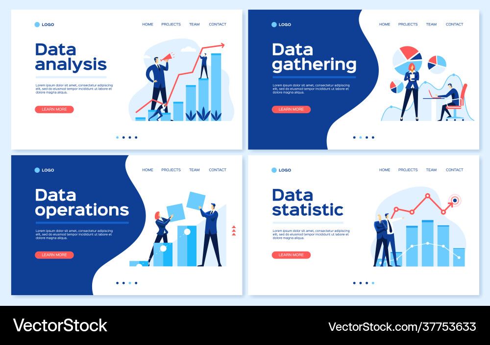 Data analysis landing page statistical analyst Data analysis landing page statistical analyst vector image