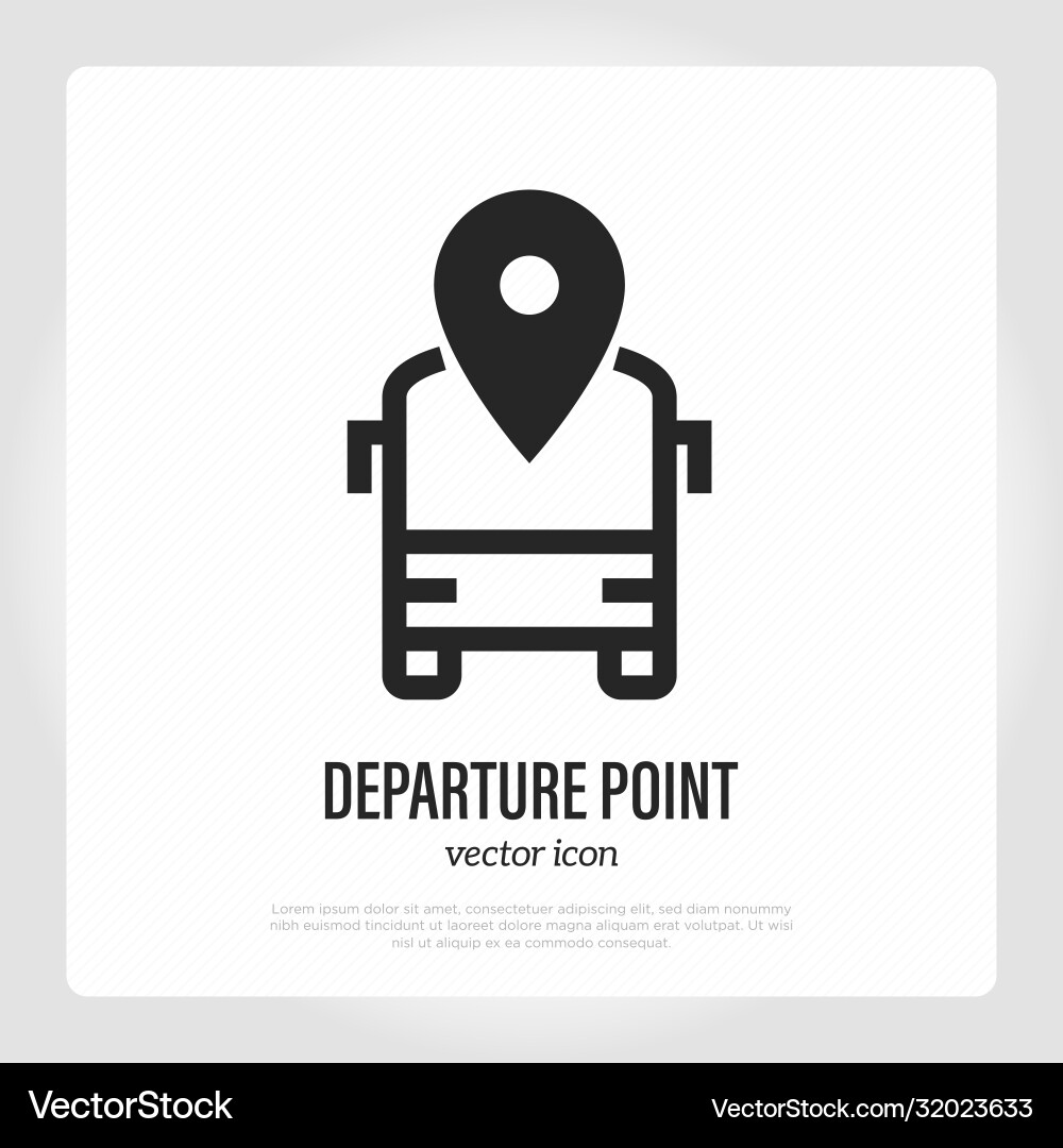 Departure point bus thin line icon front view vector image