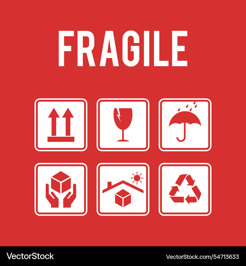 Fragile handling symbols Fragile handling symbols vector image