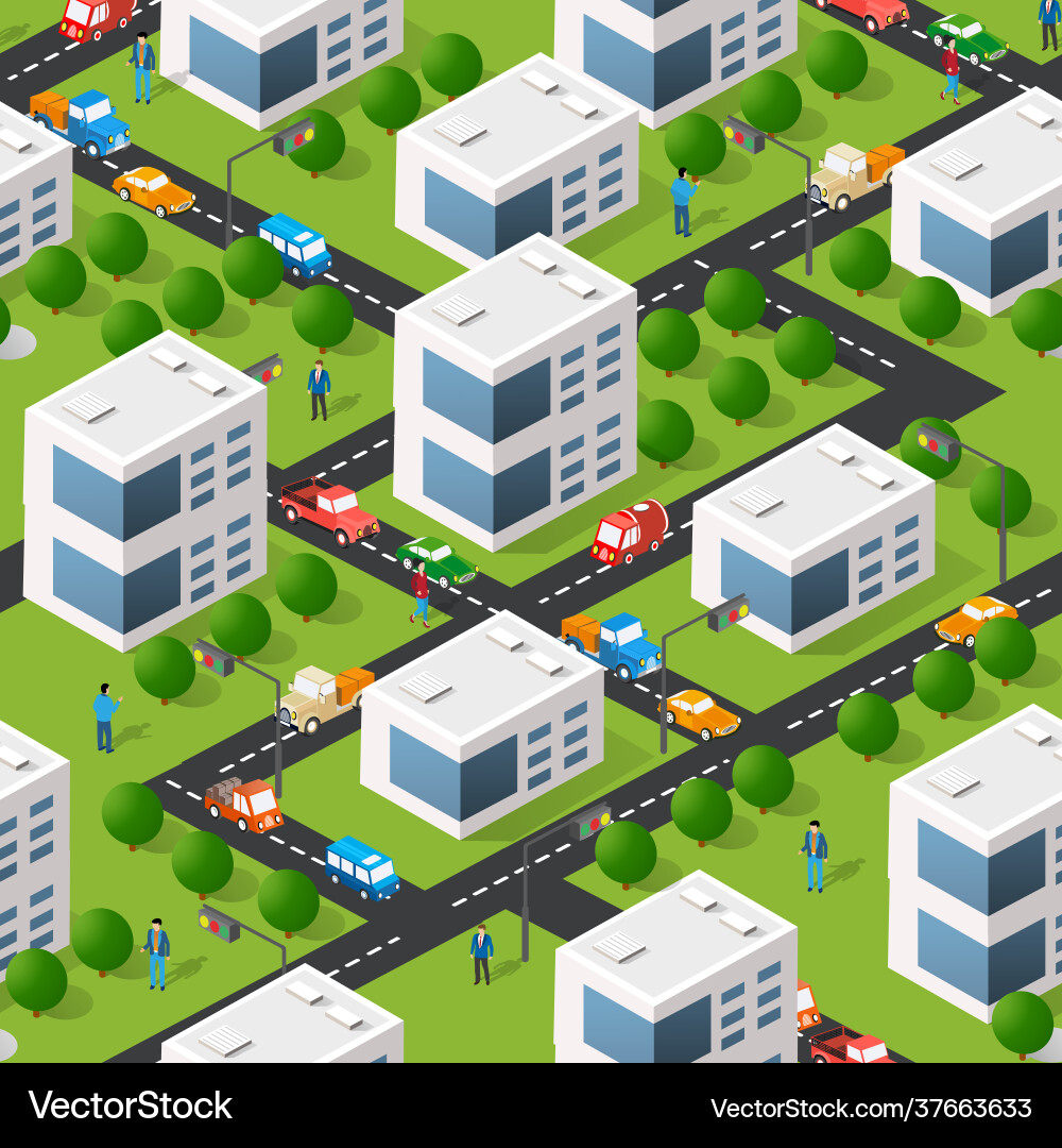 Lifestyle scene urban isometric 3d Lifestyle scene urban isometric 3d vector image
