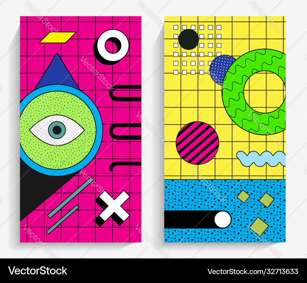 Memphis design elements retro funky graphic 90s Memphis design elements retro funky graphic 90s vector image