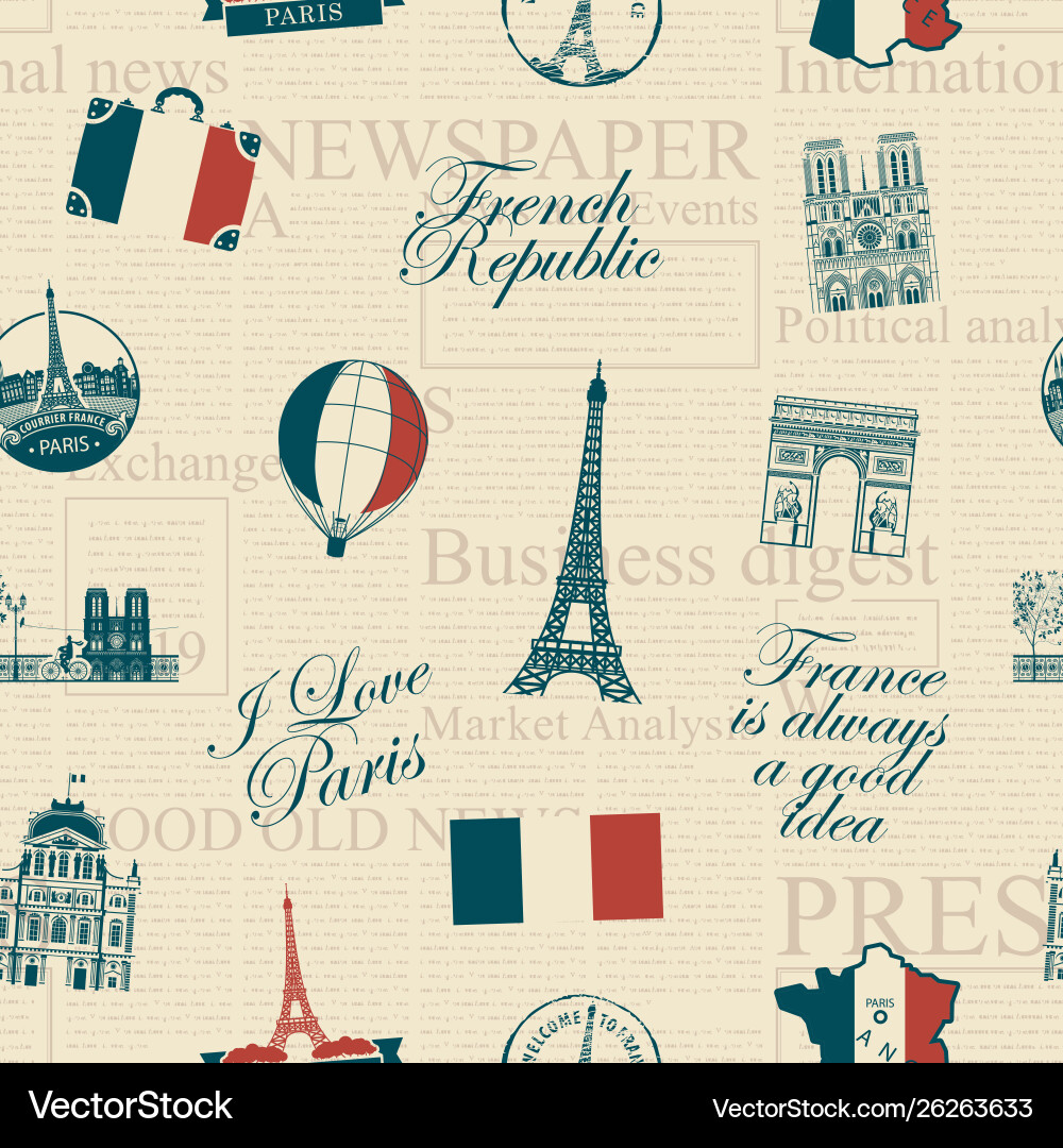 Nahtlose Hintergrund auf Thema France und Paris Nahtlose Hintergrund auf Thema France und Paris vektorbild