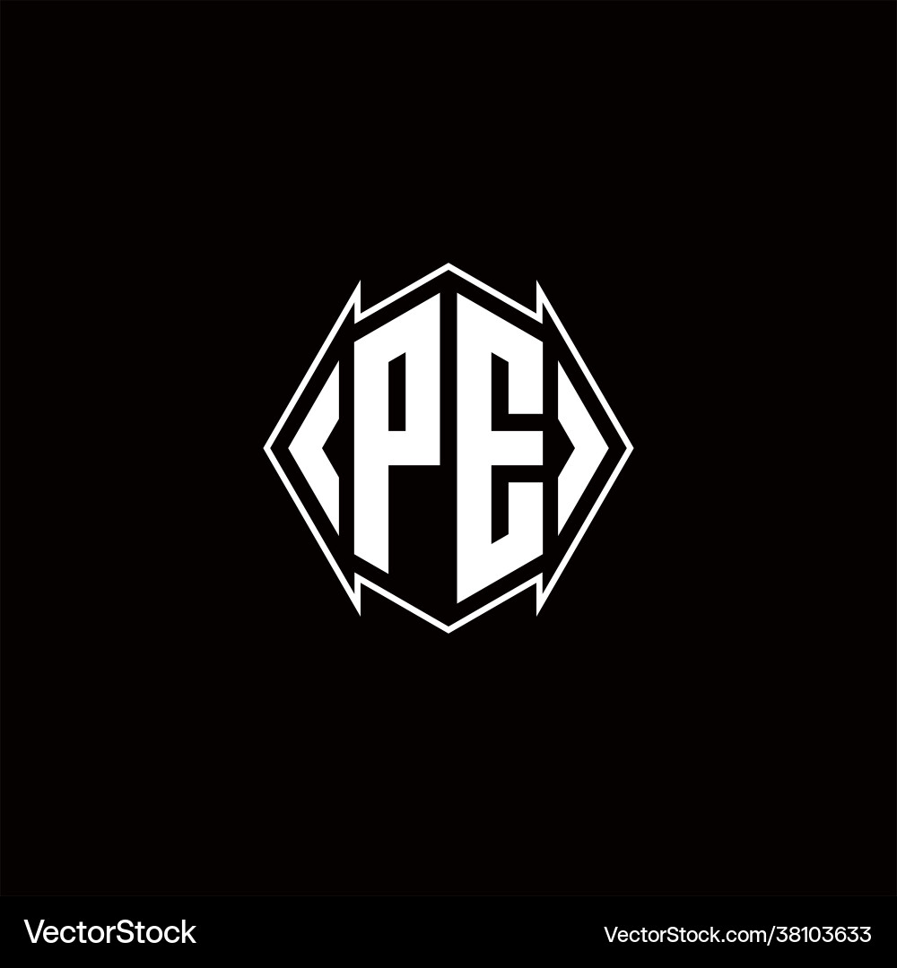 Pe logo monogram with shield shape designs Vector Image