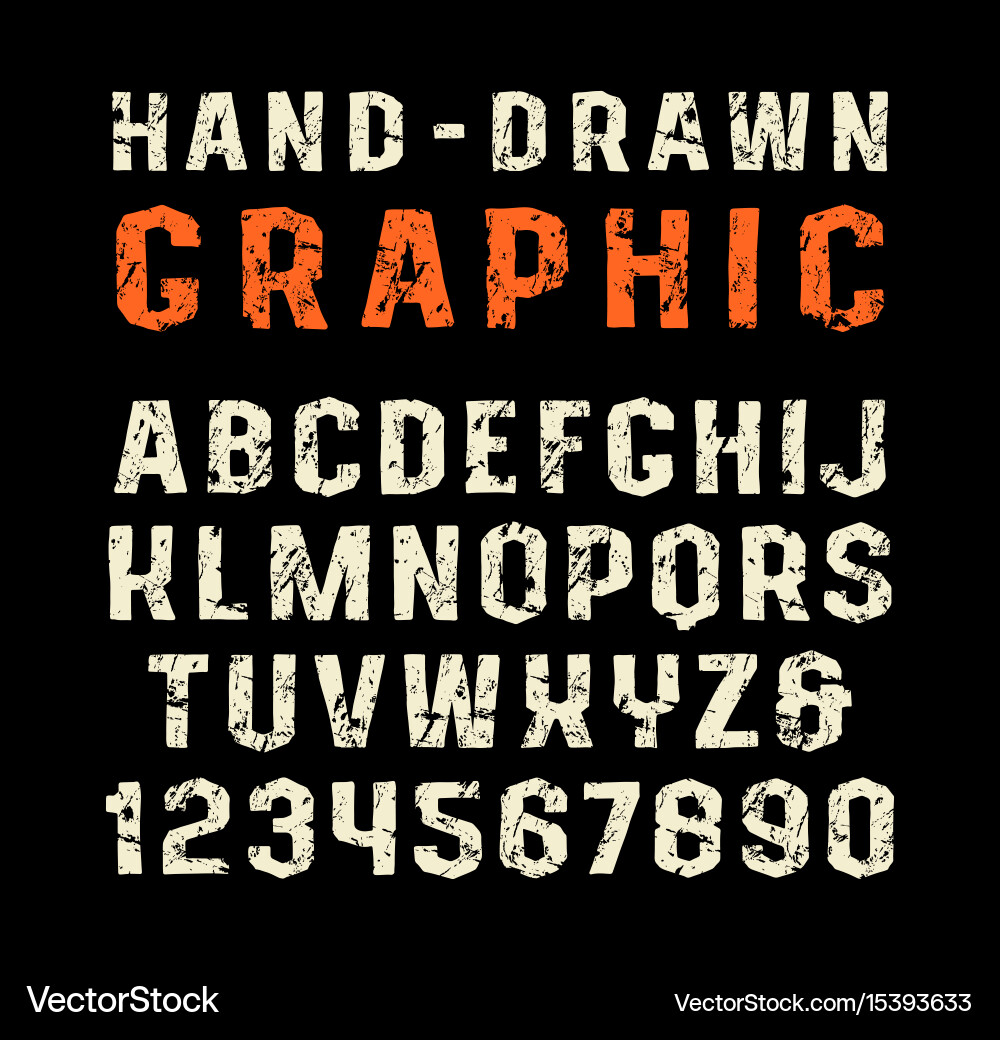 Sanserif font in the style of handmade graphics vector image