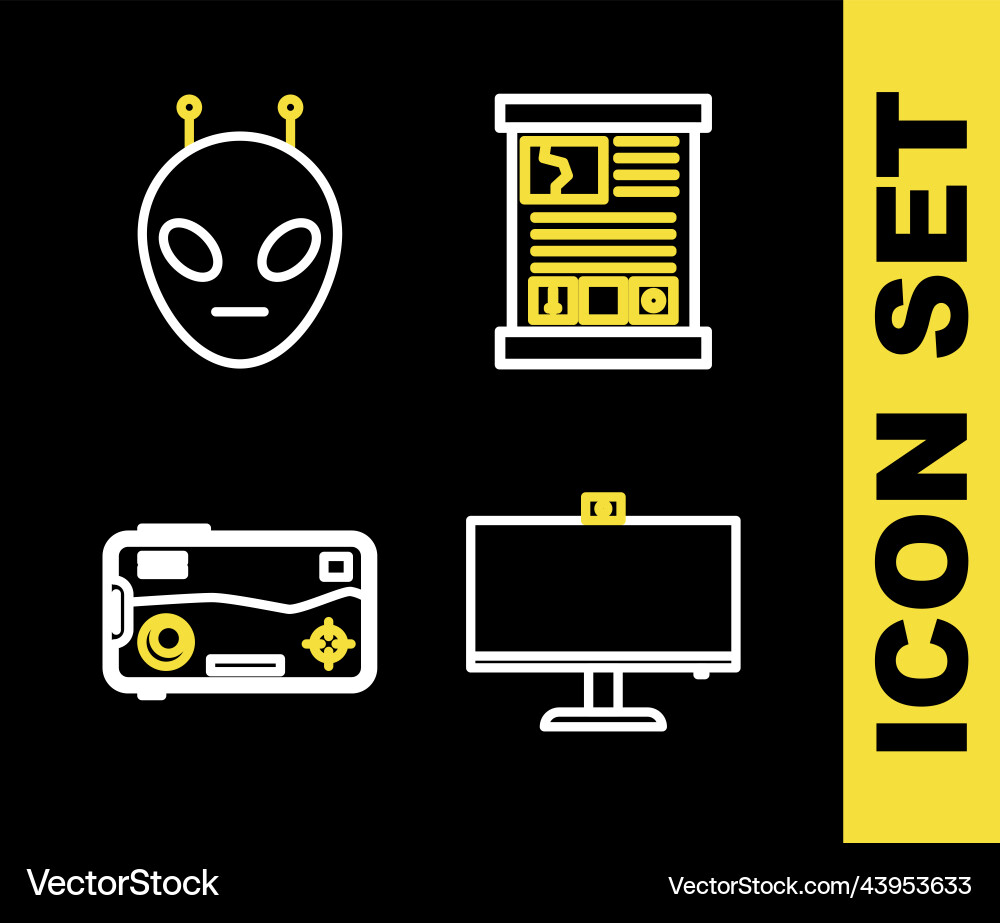 Set line game guide computer monitor mobile Set line game guide computer monitor mobile vector image