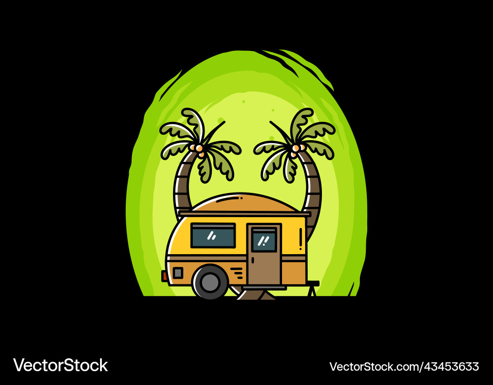 Teardrop camper and coconut tree design Vector Image