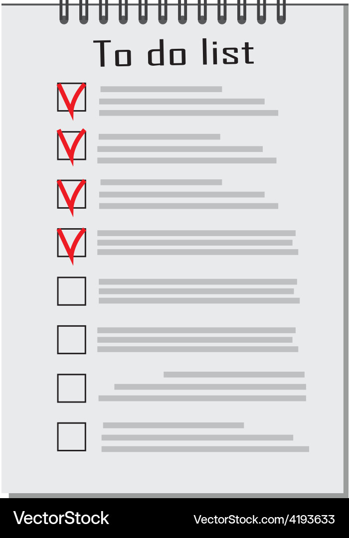 To Do List with Checkboxes vector image