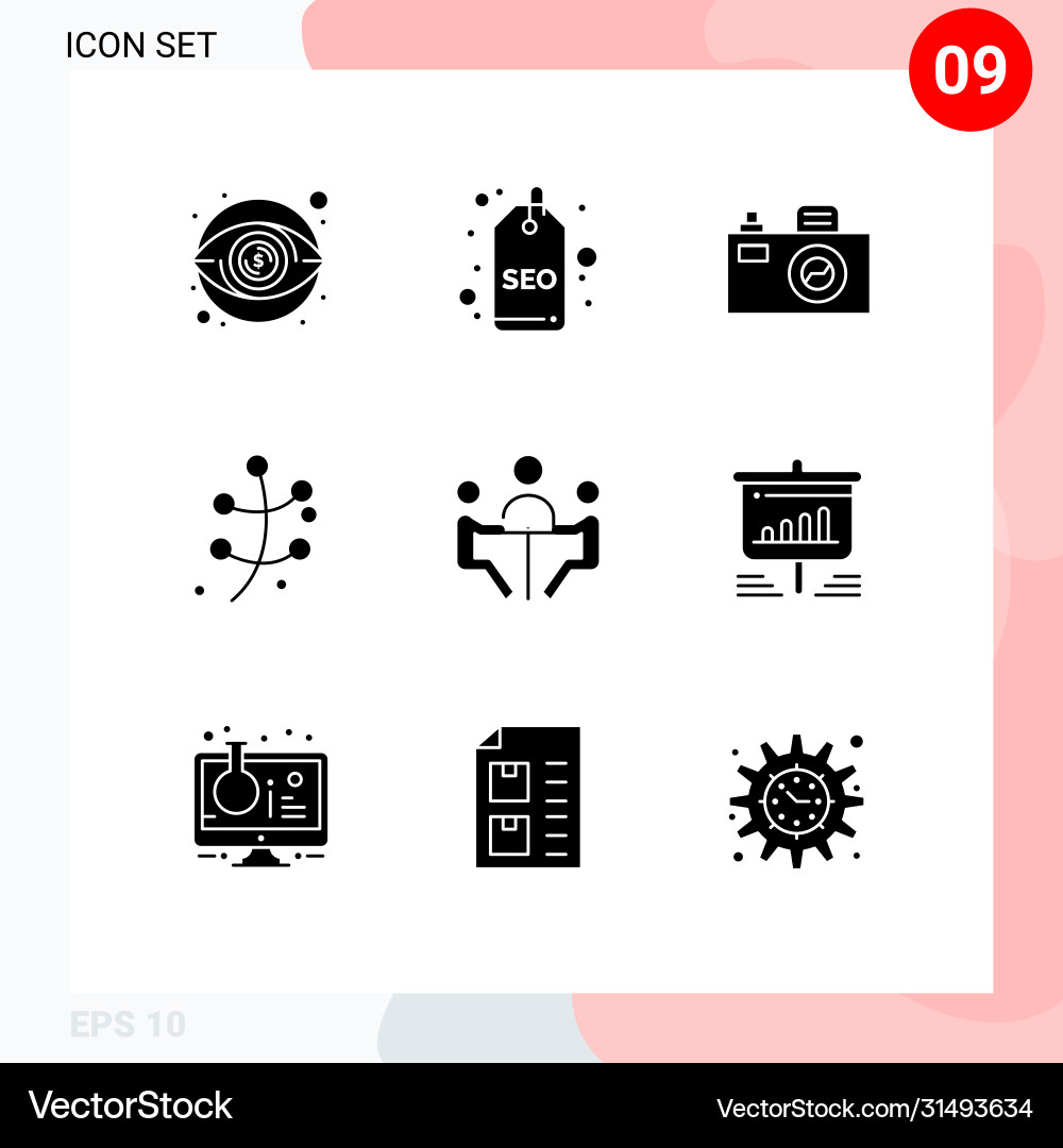 9 universal solid glyphs set for web and mobile Vector Image