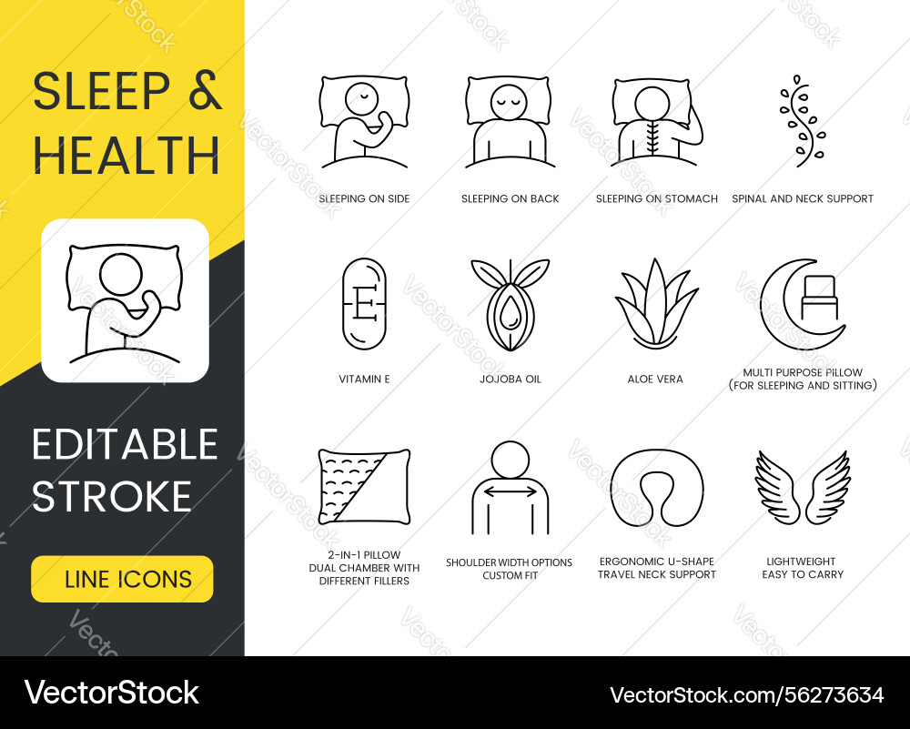 A set of icons representing sleep positions A set of icons representing sleep positions vector image