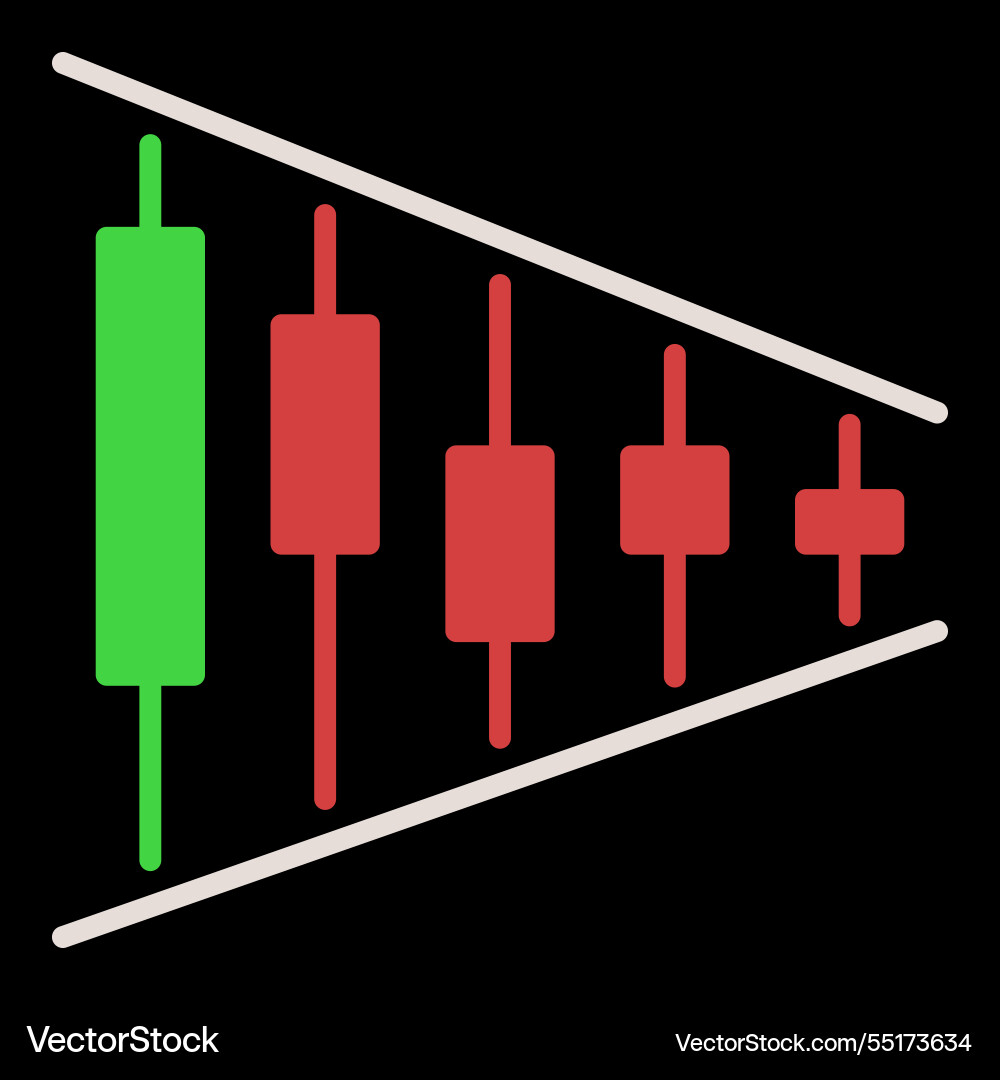 Candlestick chart in triangle margin trading Candlestick chart in triangle margin trading vector image